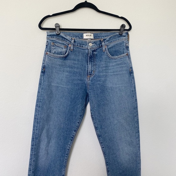 AGOLDE Toni Mid-Rise Straight Leg Jeans Boho Fall Medium Blue Dime Wash Size 28 - Picture 7 of 14